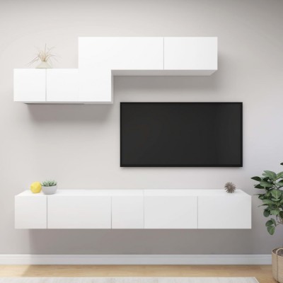 vidaXL Set dulapuri TV, 6 piese, alb, lemn prelucrat foto