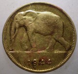 J.027 CONGO COLONIE BELGIANA ELEFANT 1 FRANC 1944