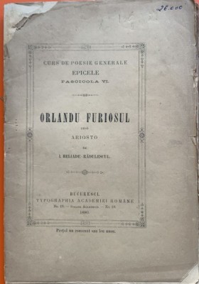 Orlandu Furiosul - I. Heliade Radulescu - curs de poezie generala foto