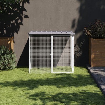 vidaXL Coteț pui cu acoperiș gri deschis 103x98x90 cm oțel galvanizat foto