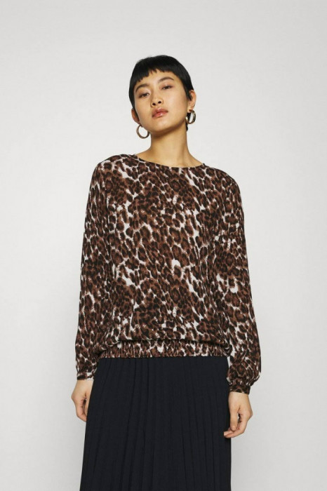 Bluza de dama cu maneca lunga si elastic la baza, leopard, 40