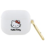 Husa pentru Apple AirPods Pro 1 - Hello Kitty Silicone 3D Kitty Head (HKAP3DKHSH) - White