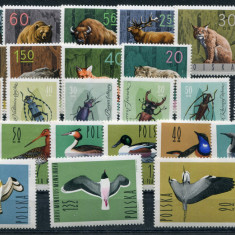 Polonia 1961.64,65 Fauna,Animale salbatice,Insecte,Pasari,3 seri nestampilate