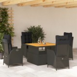 vidaXL Set mobilier de grădină cu perne, 5 piese, negru, poliratan 3277449