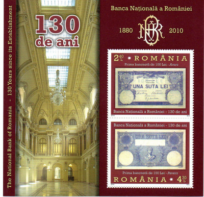 ROMANIA 2010, BNR - 130 de ani de la infiintare, MNH, 1877a foto