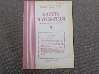GAZETA MATEMATICA NR 9/1987 foto