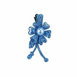 Cumpara ieftin Clema de par bleu 5 x 2 cm, model floral metalizat, accesoriu chic pentru par, fixare confortabila, 1 buc