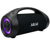 Boxa portabila activa AKAI ABTS-55, Bluetooth, Waterproof, IPX5, Lumini Difuzor, Negru