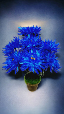 Floare artificială crizantemă albastră foto