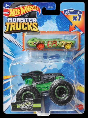 Hot wheels monster truck si masinuta metalica ratical racer foto