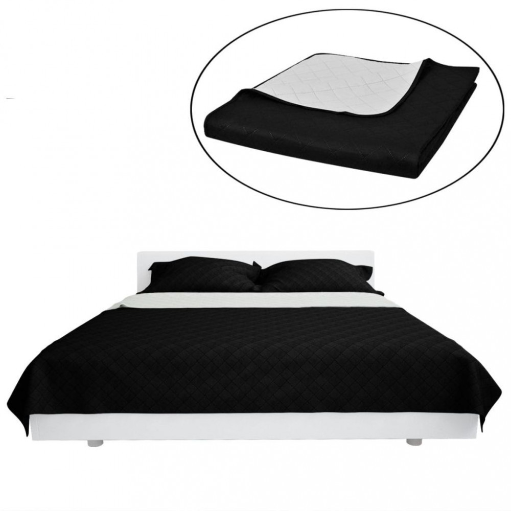 Cuvertura de pat matlasata cu doua fete negru/alb 220 x 240 cm, vidaXL |  Okazii.ro