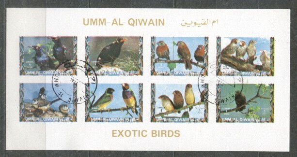 Umm al Qiwain 1973 Exotic birds, mini imperf.sheetlet, used T.023