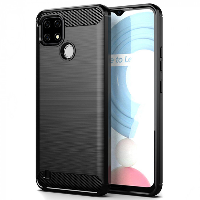 Husa pentru Realme C21 - Techsuit Carbon Silicone - Black