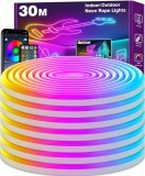 Banda LED neon 30m Aplicatie si telecomanda sincronizare muzicala impermeabila IP65 flexibila RGB &ndash; 30m