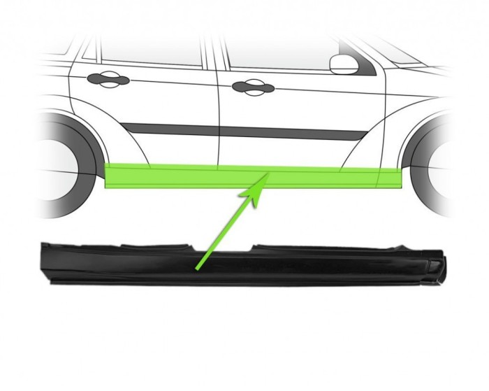 Prag Ford Focus 1 (Daw/Dbw/Dnw/Dfw) 09.1998-11.2004 Dreapta , 4/5-Usi/Combi/Hatchback/Sedan, prag din metal