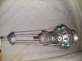 Cadelnita superba de mana cadelnitata argintie de perete .cadelnita religioasa vintage