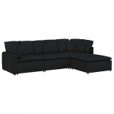 Cumpara ieftin Canapea modulara cu taburet si perne, material textil, negru