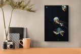 Tablou Canvas, "Dansul grațios al meduzelor marine", Meduze, Atingeri, Bioluminiscență, Abis, Grație, Curent, Ocean, Eteric, Drifting, Misterios, 26 x