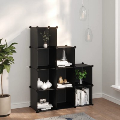Organizator cub de depozitare, 9 cuburi, negru, PP foto