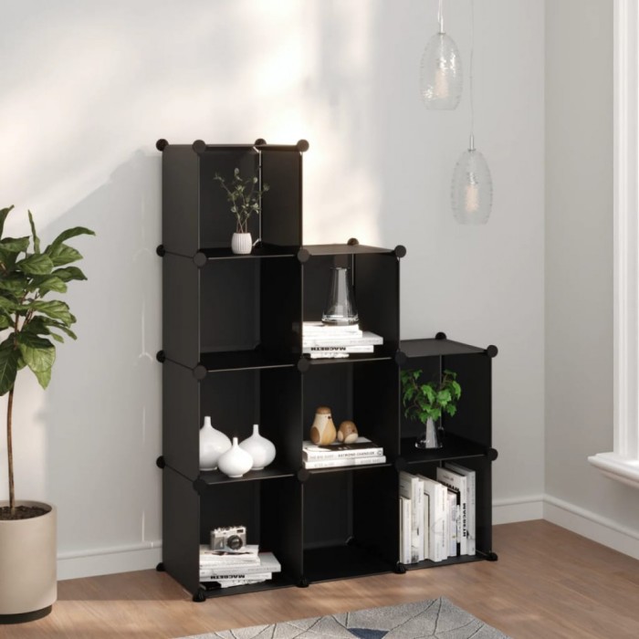 Organizator cub de depozitare, 9 cuburi, negru, PP