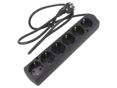 Prelungitor 6 Prize Schuko PVC Negru 3x1,5mm2 foto