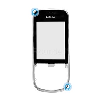 Capacul frontal și ecranul tactil pentru Nokia 202, 203 Asha, cadru frontal și panoul tactil piesă de schimb cromată argintie 040-105100 foto