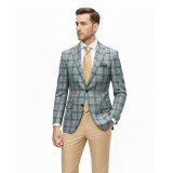 Sacou barbati casual in caro caramiziu SCRE09