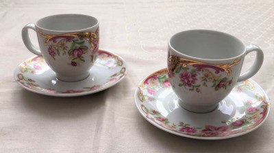 Set cesti - espresso - portelan Franțuzesc - Limoges - 2 persoane foto