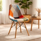 Cumpara ieftin Scaun bucatarie/living, Artool, Seul, textil multicolor, picioare lemn natur, 46.5x56.5x82.5 cm