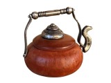 MINIATURĂ VINTAGE DIN RĂDĂCINĂ NUC ȘI ARGINT 925, MODEL CEAINIC