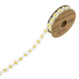Panglică decorativă cu margarete galbene, 3 m x 15 mm, CMCLASS
