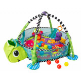 Covoras educational pentru copii, interactiv, multifunctional, 3 in 1, tarc, loc de joaca, cu 30 de bile colorate, 100 x 68 X 50 cm , Ecotoys, Turtle