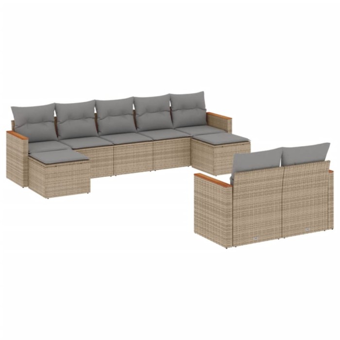 Patio Sofa Set 9-Locuri Bej combinat