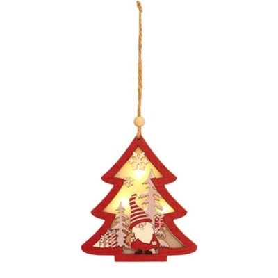 Ornament de Brad, Flippy, cu Lumini LED, din Lemn, Figurina Elf, Model Brad, Multicolor foto