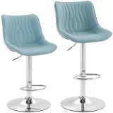 HOMCOM Set de 2 taburete de bar, scaune de bar structură din oțel &icirc;nălțime reglabilă 92-110 cm, spătar suport pentru picioare albastru &icirc;nchis | Aosom