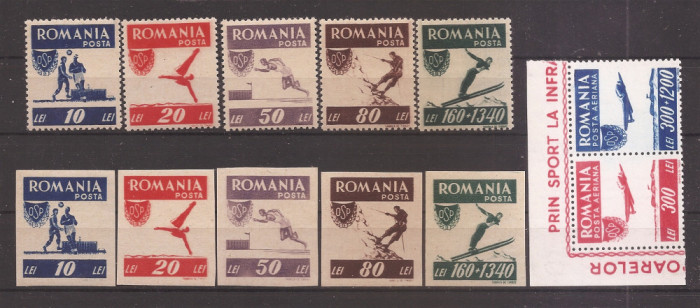 ROMANIA 1946 - LP.199-200 - O.S.P., dantelat + nedantelat, MNH (vezi descrierea)