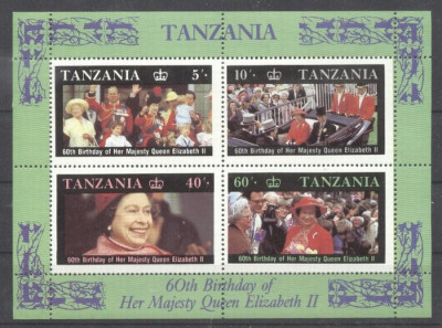 Tanzania 1987 Queen Elizabeth II, 60th Birthday, perf. sheet, MNH S.067 foto