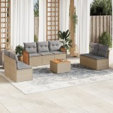 VidaXL Set canapele de grădină, 8 piese, cu perne, bej, poliratan