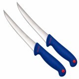 Cumpara ieftin Set 2 cutite pentru macelarie albastre, lama curbata 18 cm, lungime 30 cm, otel inoxidabil