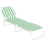 Sezlong pliant Sersimo, 186 x 56 cm, pentru plaja sau gradina, alb verde, capacitate 110kg Household NewTrend