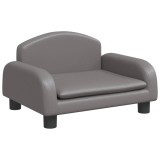 Cumpara ieftin Canapea pentru copii, gri, 50x40x30 cm, piele ecologica
