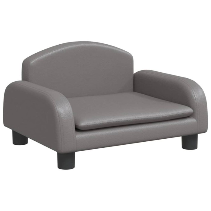 Canapea pentru copii, gri, 50x40x30 cm, piele ecologica
