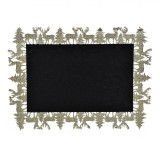 Suport Farfurie Crăciun, Model Cerbi și Brazi, Negru, Glitter Bej șampanie, 40x30cm, Oem