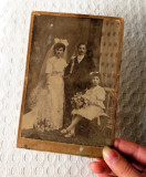 Poza veche de epoca, miri anterior 1900, nunta, fotografie veche de colecție