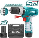 Masina de gaurit cu percutie si acumulator Total TIDLI1232E + &icirc;ncărcător și 2 acumulatori