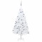 vidaXL Brad Crăciun pre-iluminat artificial set globuri alb 180 cm PVC 3077713
