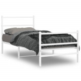 Cadru de pat metalic cu tablie de cap/picioare, alb, 90x200 cm GartenMobel Dekor, vidaXL