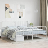VidaXL Cadru pat metalic cu tăblie de cap/picioare&nbsp;, alb, 193x203 cm
