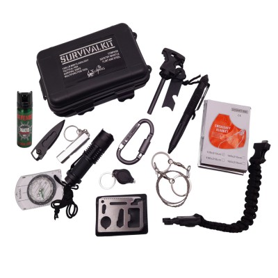 Kit supravietuire IdeallStore&amp;reg;, True Saviour, 13 elemente multifunctionale, negru foto