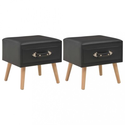 vidaXL Noptiere, 2 buc., negru, 40 x 35 x 40 cm, piele ecologică 276381 foto